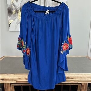Umgee Blue with Floral Embroidery